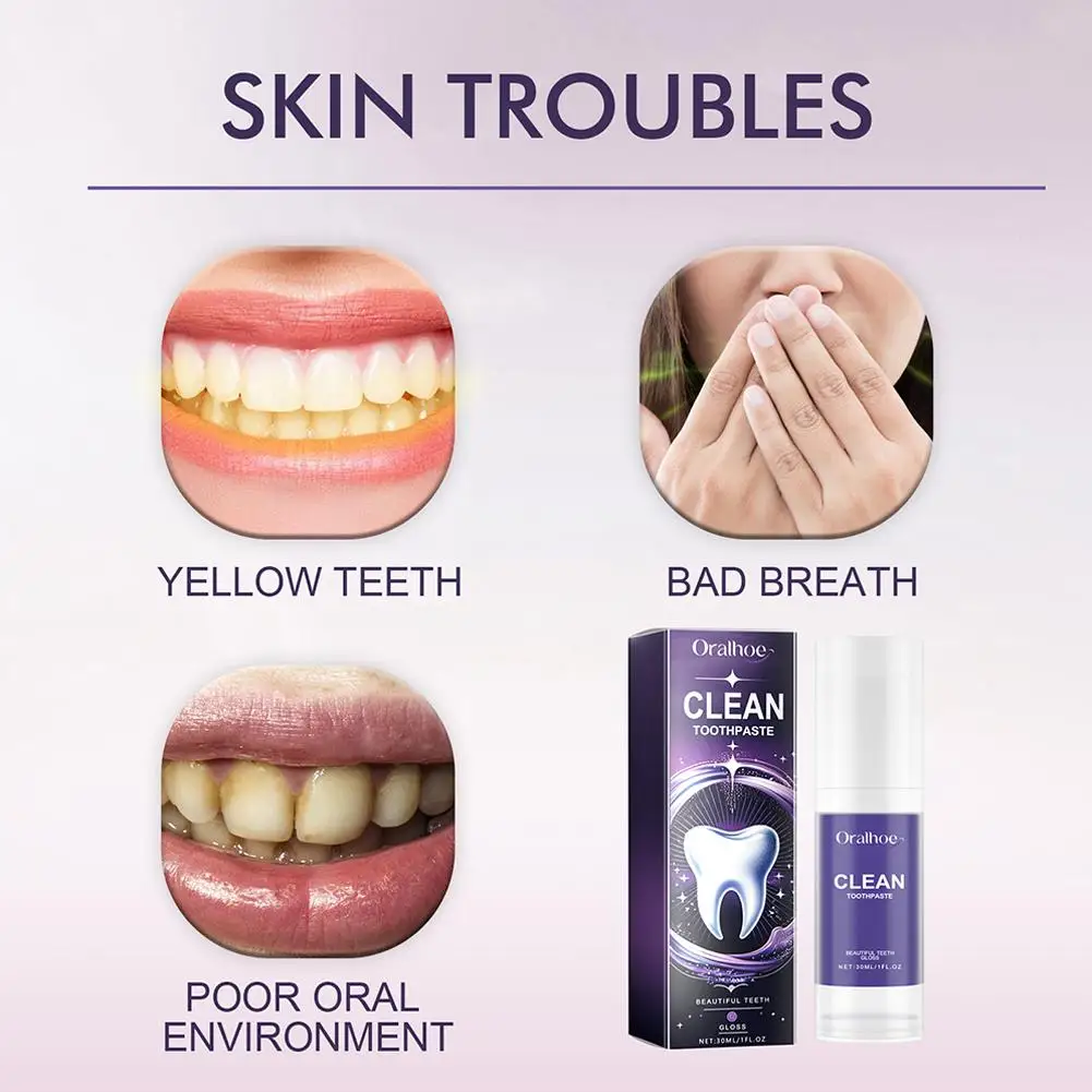 30ml Purple Whitening Toothpaste Removal Tooth Stains Repairing Care For Teeth Gums Fresh Breath Brightening Teeth Care