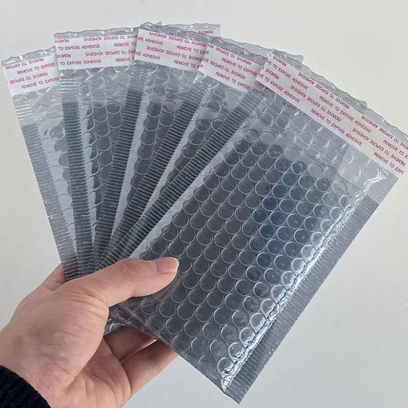 11x15cm Translucent Bubble Mailer Gray Plastic Bubble Bags Shockproof Packaging Supplies Small Bubble Wrapping Envelope 10Pcs