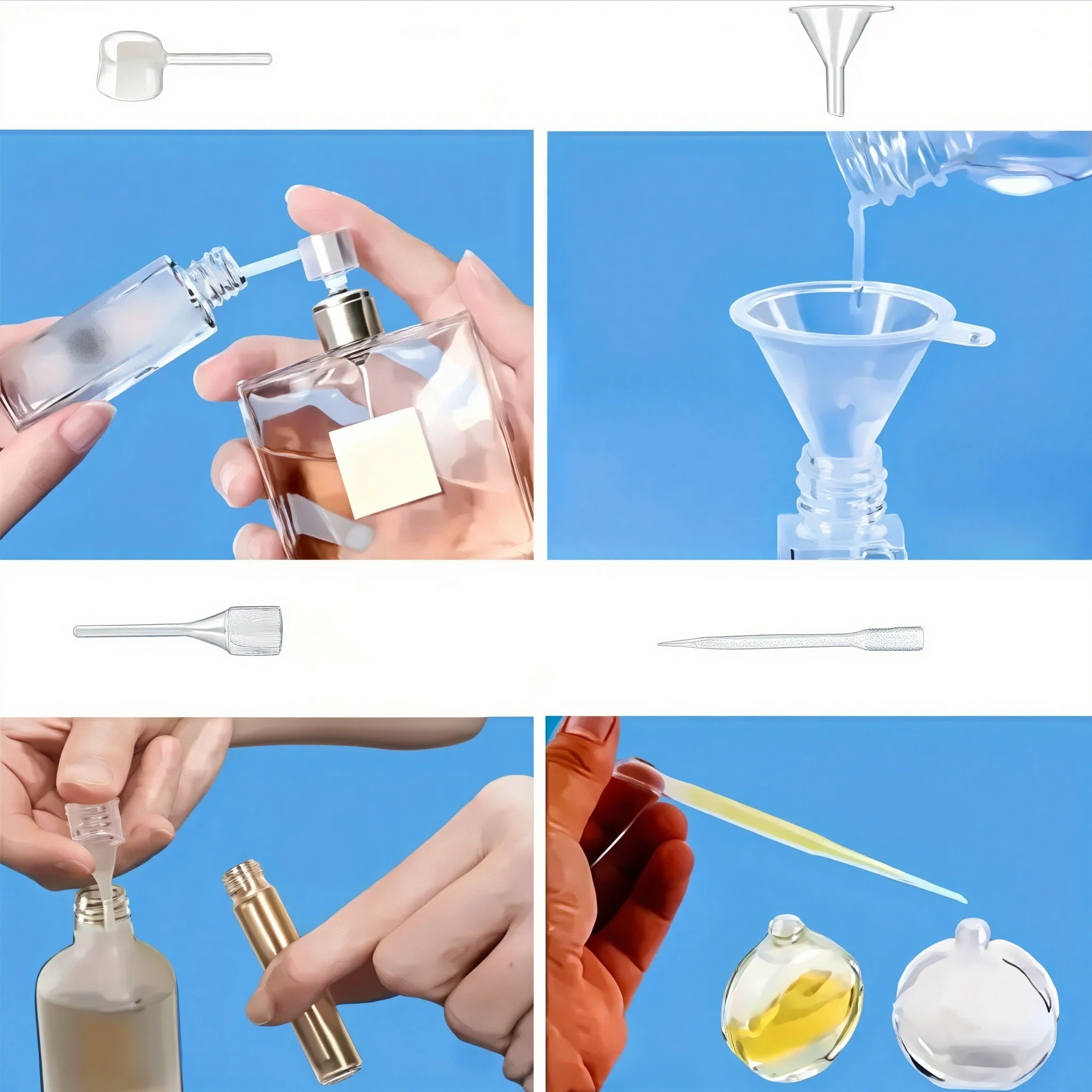 NEW 10 Piece Perfume Filling Tool Set, Syringe Extractor, Funnel, Dropper, Spring Dropper, Pump Extractor
