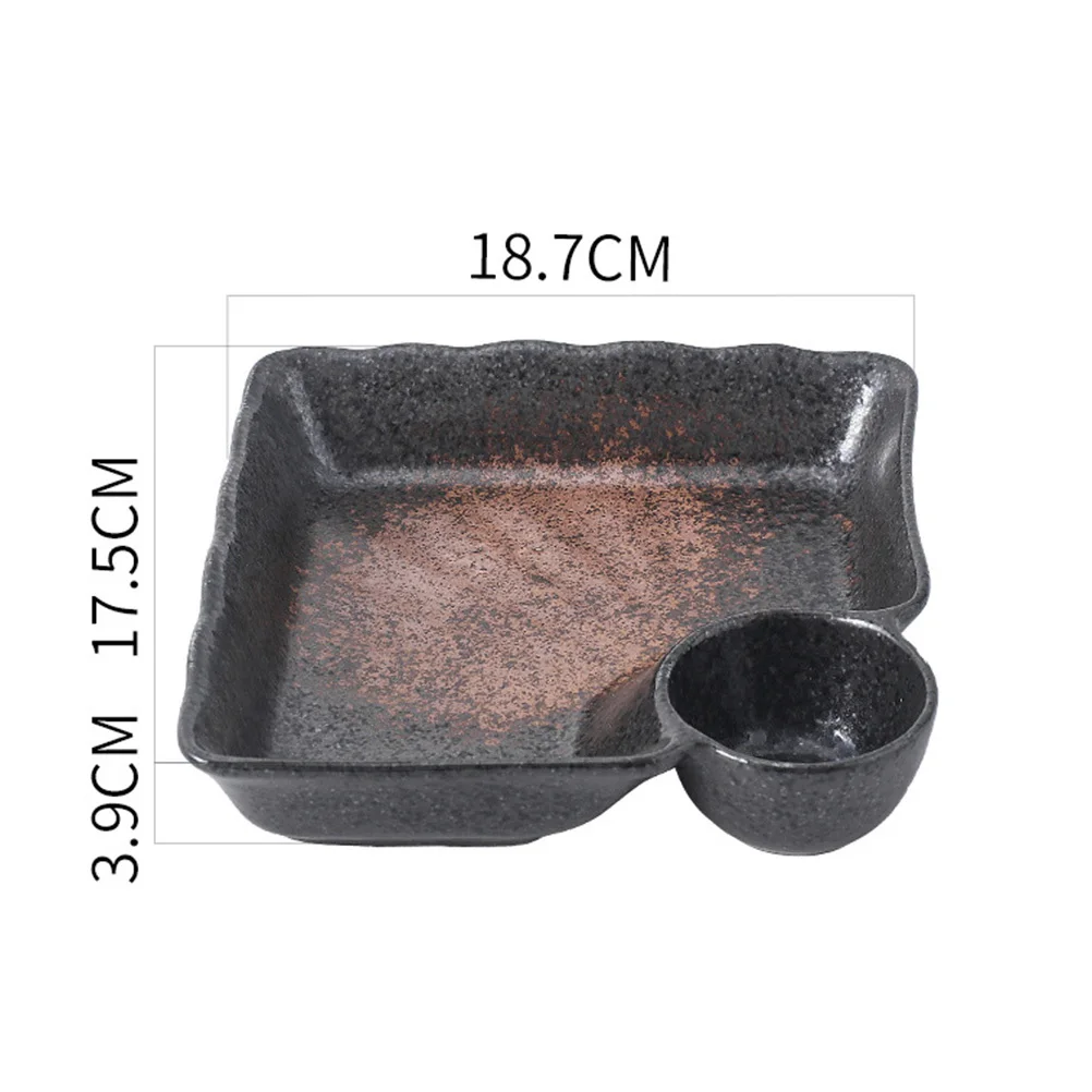 

1Pcs Japanese Ceramic Dumpling Plate Dumpling Dish with Sauce Grid Ceramic Bowl for Dumplings Sushi Snack Dessert Sashimi