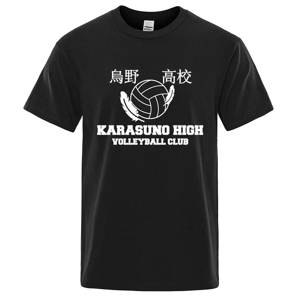 LE Haikyuu Karasuno High School Man T-Shirts Hip Hop Loose Clothing Fashion Crewneck Cotton graphic t shirts