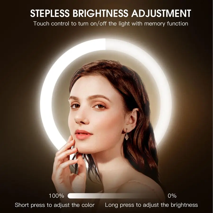 กระจกแต่งหน้าแบบติดผนังพร้อมไฟ, กระจกขยายสองด้านแบบชาร์จไฟได้ 8 ดวง พร้อมไฟ LED 3 สี ขยาย 1 เท่า และ 10 เท่า