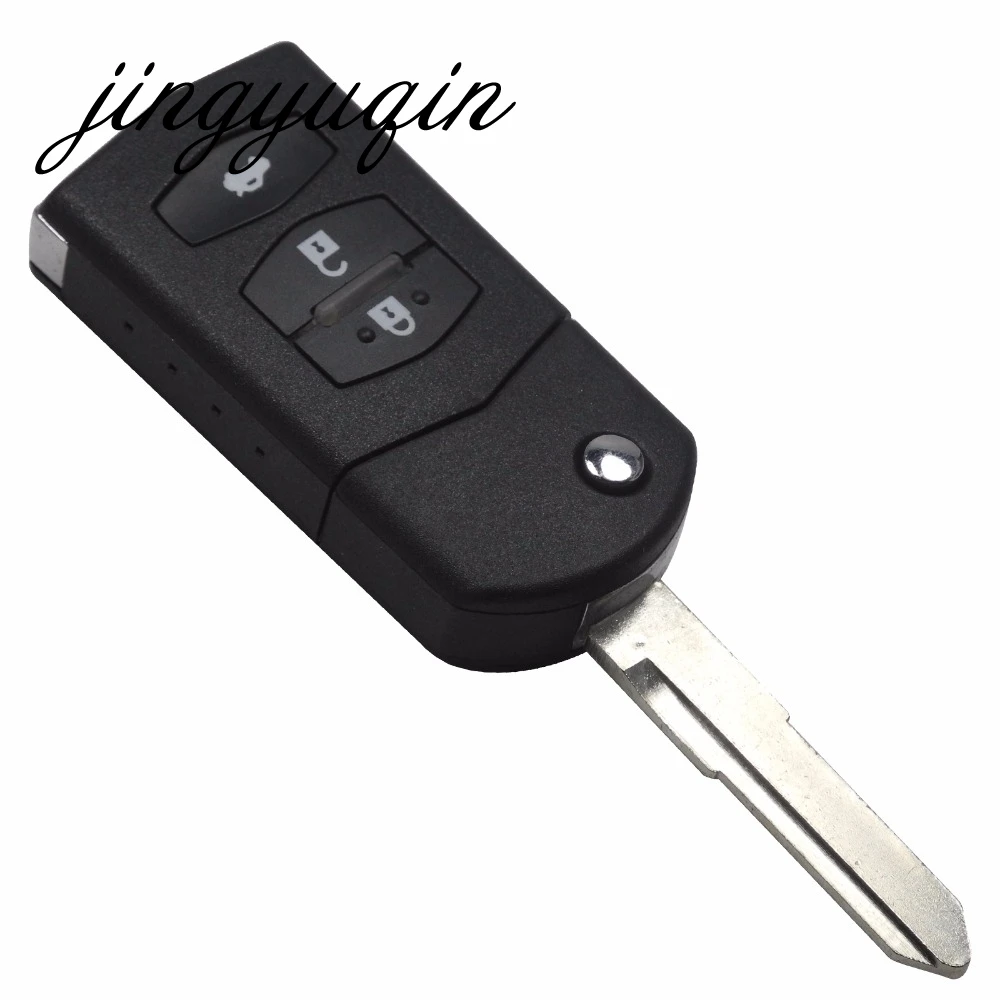 

jingyuqin 10pcs 3 Buttons Key Shell fit for MAZDA 2 3 5 6 RX8 MX5 Flip Remote Case Fob Replacement 3 BTN