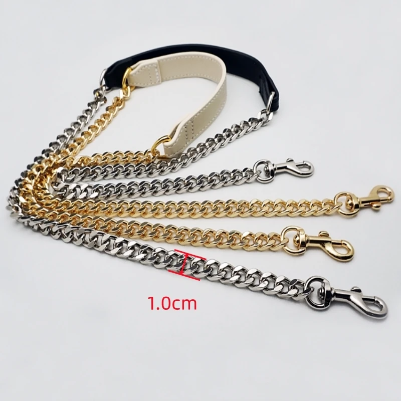 Women Bag Chain Shoulder Bag Leather Straps Metal Chains with Leather Vintage Bag Handle Chic Handbag New DIY Accessories