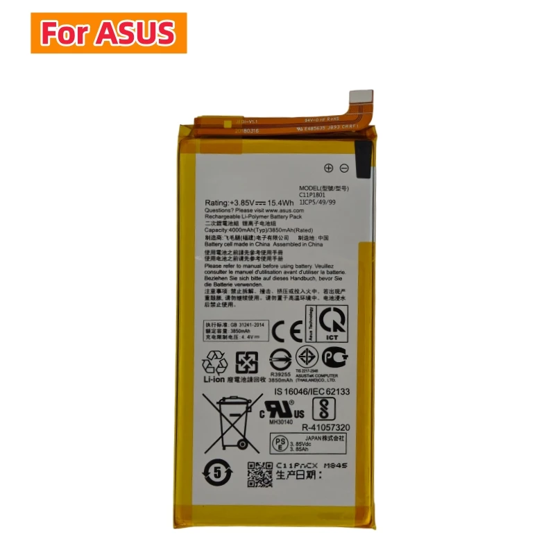 lithium battery 3.8V 3850mAh C11P1801 Battery For ASUS ROG 1 Game ZS600KL Z01QD Replace the phone battery