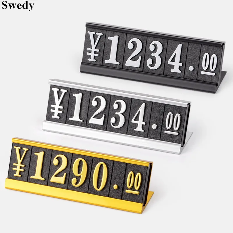 20 Sets / Box Aluminum Base Jewelry Watch Adjustable Number Price Cube Tags Digital Price Label Sign Holder Display Stand