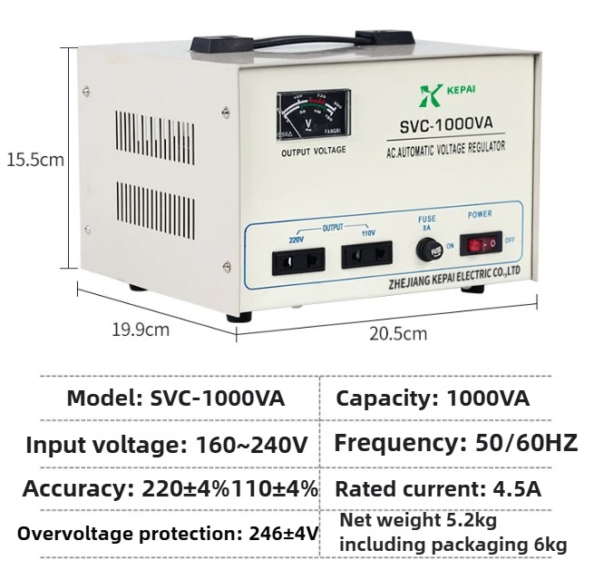 Voltage Regulator SVC 500VA 1000VA  2000VA 3000VA Single Phase Household Voltage Regulator Motor Control Voltage Regulator