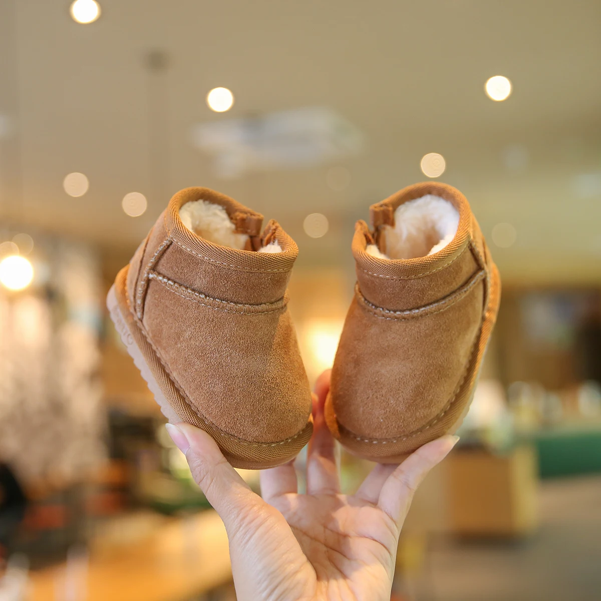 2026 New Winter Baby Snow Boots leather Warm Plush Little Boys Shoes Non-slip Fashion Toddler Girls Boots 15-25