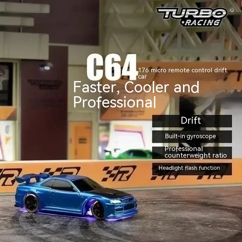 Turbo Racing 1:76 Mini Remote Control Drift Car C61 C62 C63 C64 Small Proportional Rear Drive Jdm Toy Gift Safe And Reliable