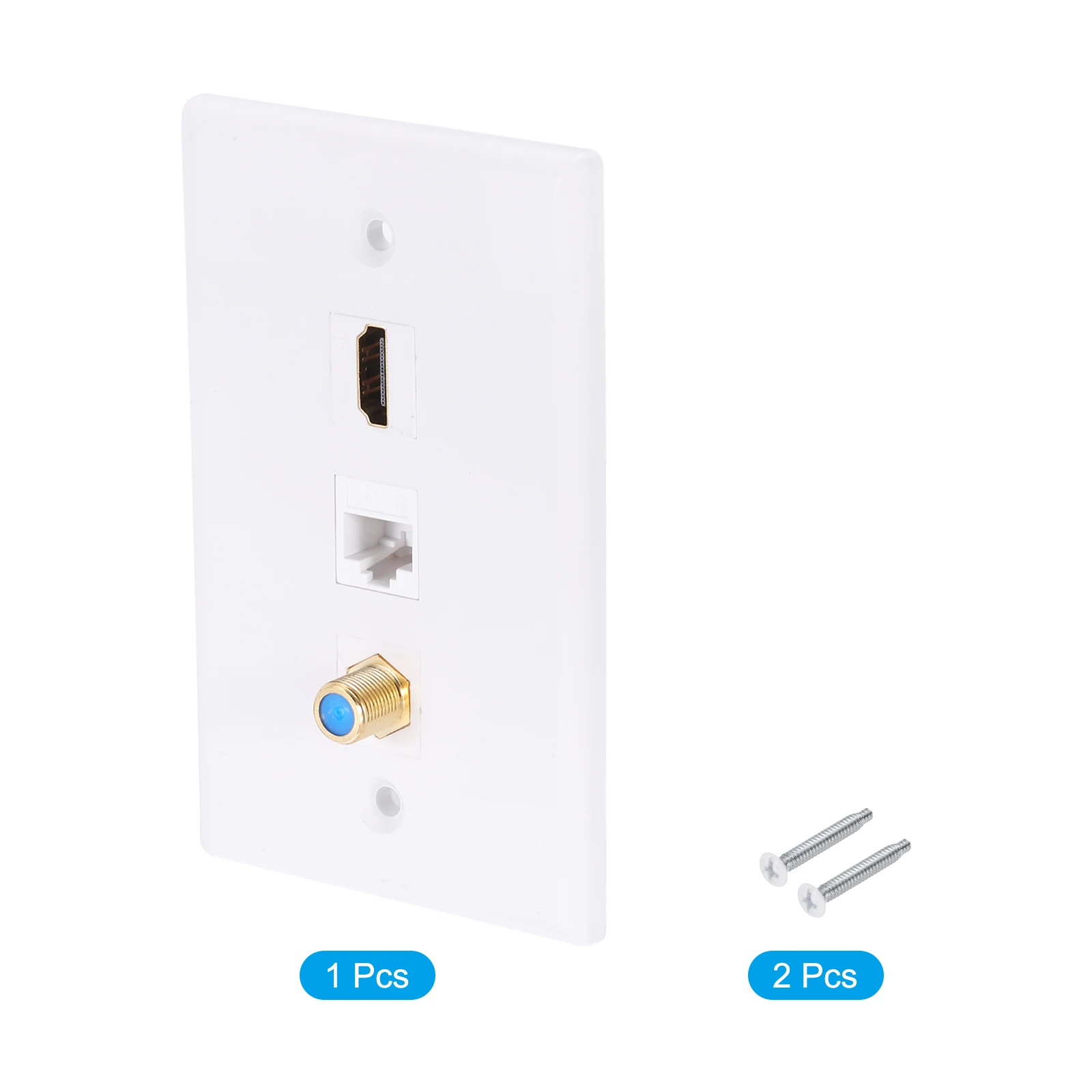 Cat6 Coax Female Ethernet Wall Plate 3 Port RJ45 ABS White Connecter Cover Insert Multimedia Board Wall Plate