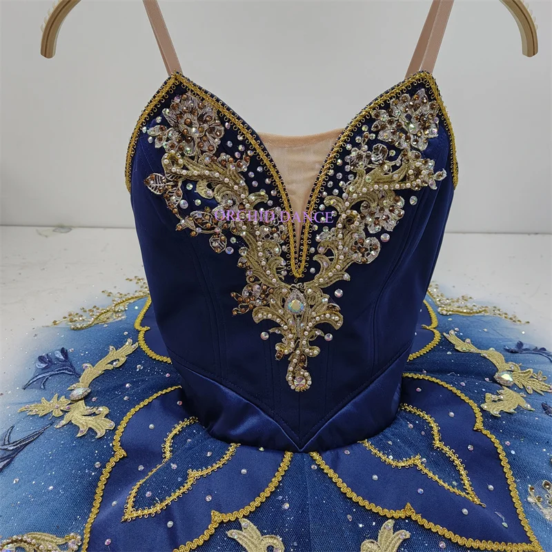 Hohe Qualität, heißer Verkauf, einzigartiges Design, für Kinder, Mädchen, Kinder, Damen, Erwachsene, Performance-Kleidung, blaue Ballett-Tutu-Kostüme mit Funkeln