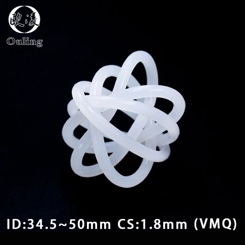 10PCS/Lot White VMQ O‑Ring CS1.8mm ID34.5-50mm Good Elasticity Silicone Rubber Gasket WasherFor Machinery Plumbing Sealing