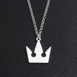 Game Kingdom Hearts Chain Pendant Necklace Sora Keychain Crown Charm Statement Choker Necklace Women Men Jewelry Cosplay
