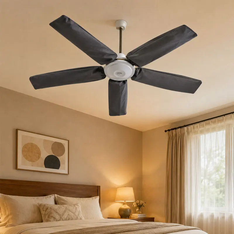 Ceiling Fan Blade Dust Cover 3‑Blade 5‑Blade Industrial Hanging Fan Protector For Living Room Fan Dust‑Proof Sleeve Accessory