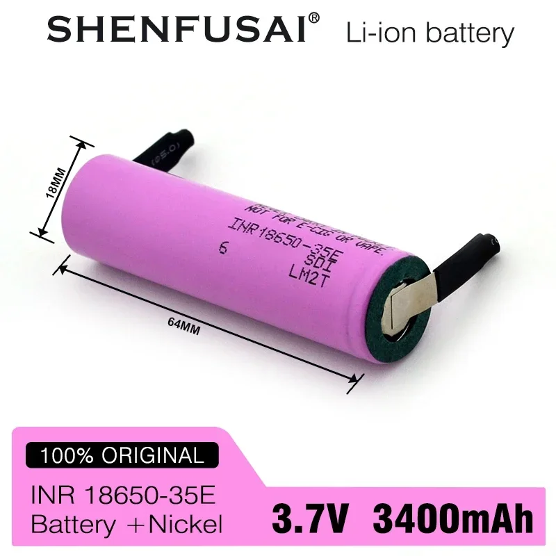 

high power Lithium ion rechargeable battery 18650 35E 3.7V 3000mAh discharge 20A high current DIY nickel strip