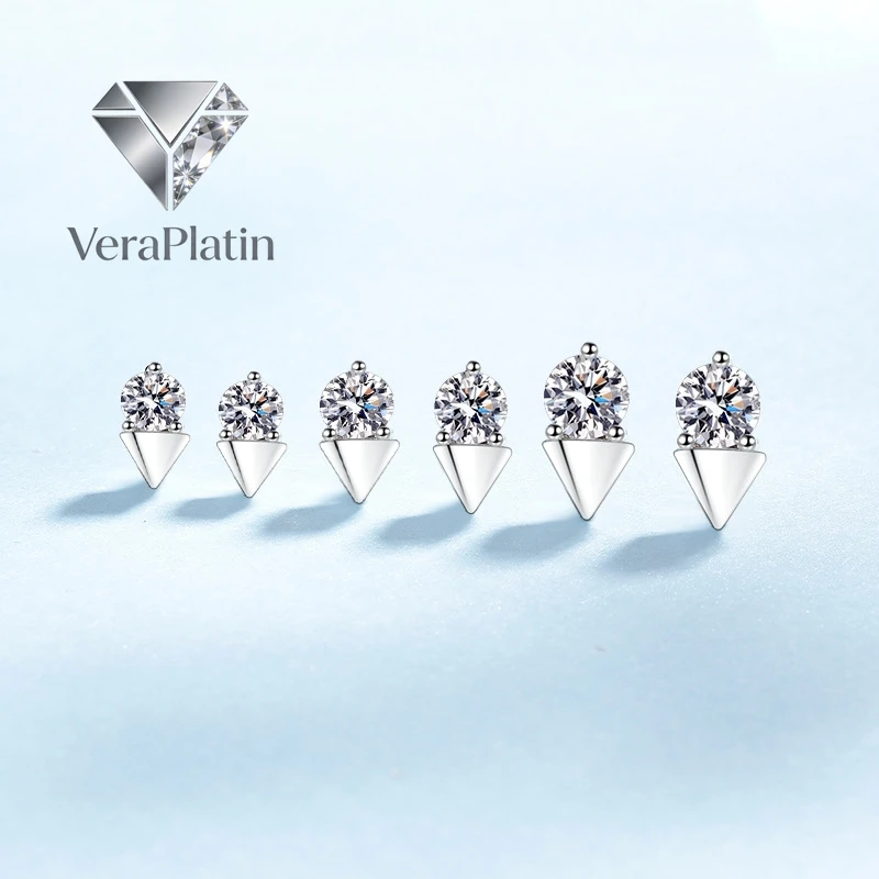 

VeraPlatin Lover Valentine's Day 18K White Gold Girl Birthday Gift 0.2/0.3/0.5CT Moissanite Diamond Women Wedding PT950 Platinum