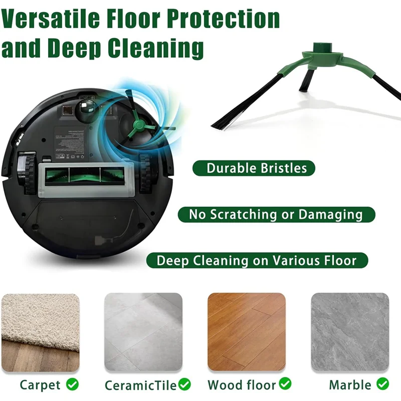 

A24F-10 упаковка боковых щеток для серии Irobot Roomba Combo&Vac Essential, Q0120 Y0140 Q0520 Q011 Y0110 робот-пылесос