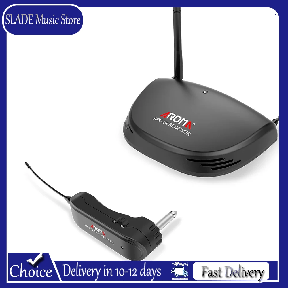 

Aroma ARU-02 UHF Guitar Wireless System Transmitter Receiver Rechargeable for Electric Bass Guitars Wireless Guita Transmitter