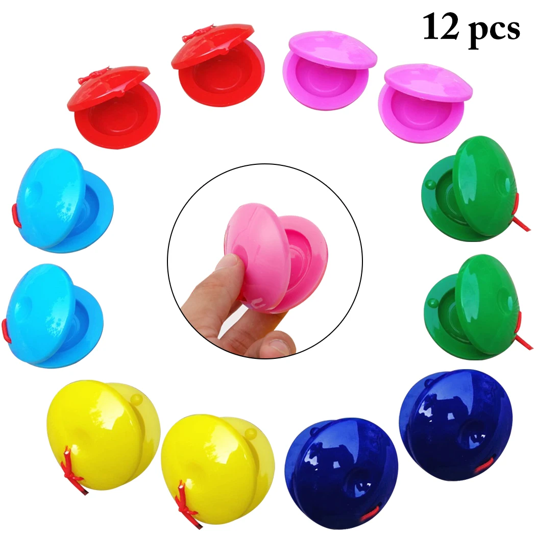 

24Pcs Percussion Instrument Assorted Color Finger Castanets Musical Percussion Finger Castanets Musical Castanets Instrument Toy