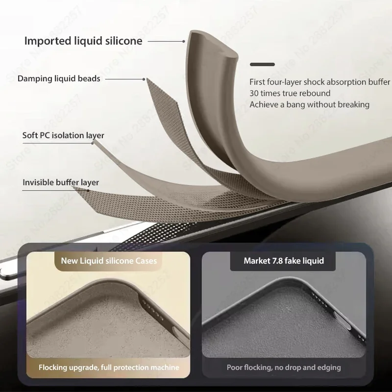 Luxury Liquid Silicone Phone Case For Apple iPhone 16 15 14 13 12 11 Pro Max Soft Case Shockproof Bumper Cover Phone Accessories - náhled 2