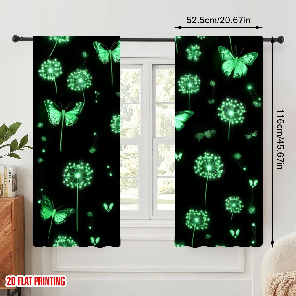 2pcs,2D plane printing Pattern Curtains Neon Dreams Versatile 100% Polyester (without rod) Outdoor Decorations Perfect for
