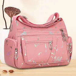 Multi-layer Printing Women Shoulder Bag Fashion Messenger Bag Waterproof Nylon Oxford Crossbody Bag Handbags Large Bags