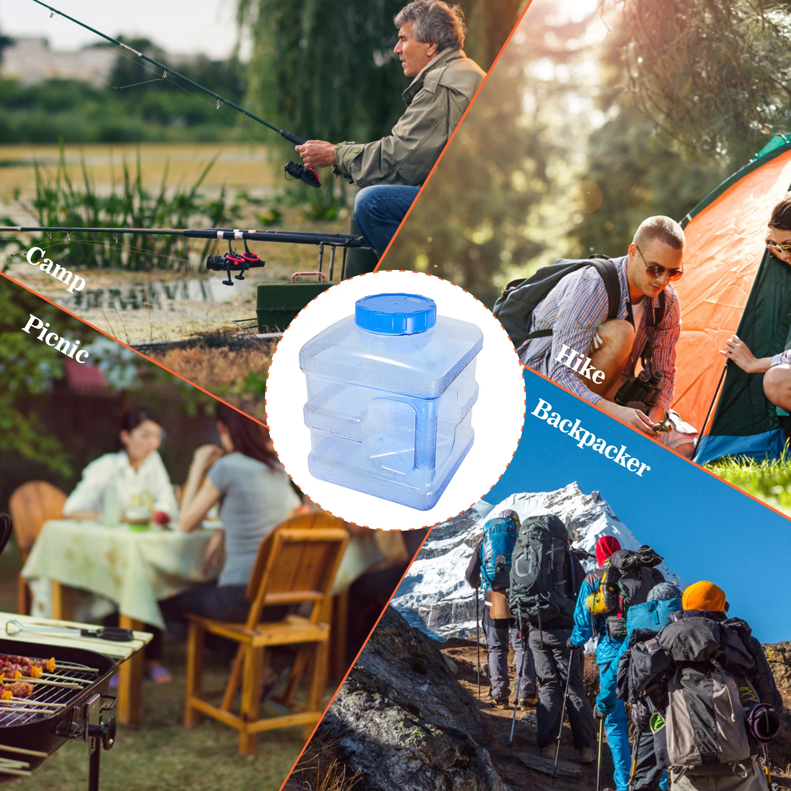 

Portable Bucket Water Container Camping Tank Large Capacity Storage Large-capacity PC Jug Carrier Outdoor