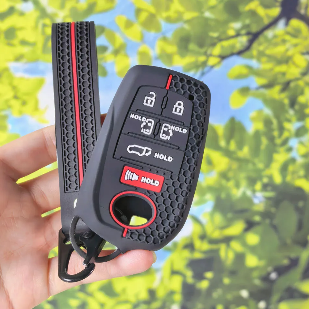 Anti‑Scratch Key Sleeve With Keychain for Toyota Sienna RAV4 Venza Mirai Alphard Previa Voxy 7‑Button Car Remote Fob Cover