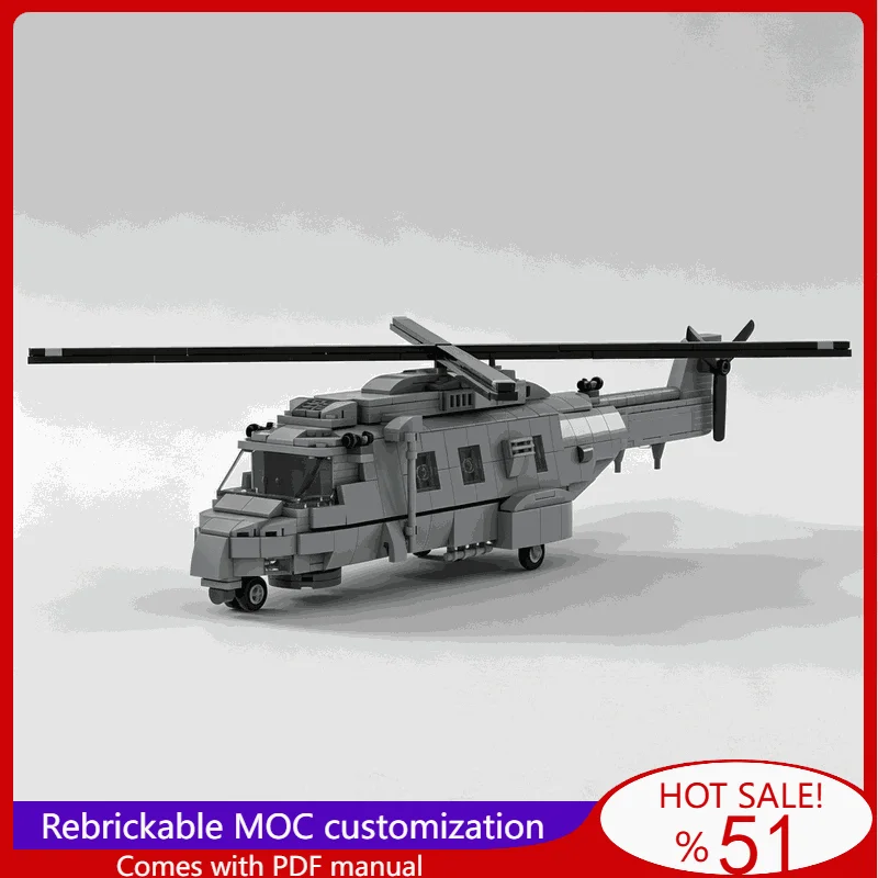 679PCS NH90 Sea Lion Naval Multifunctional War Series Helicopter Building Block DIY Assembly Education Display Festival Gift Toy