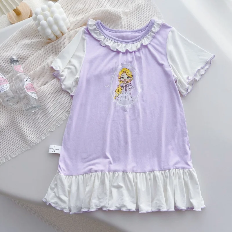 2024 Summer New Children's Wear Modal Girls Princess Sleeping Dress Girls Home Dress Soft