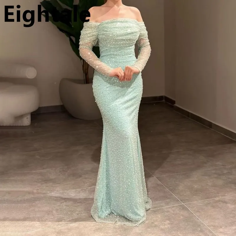 

Eightale 2024 Mermaid Sequin Prom Dress Off Shouder Long Sleeve Evening Dress Women Formal Party Gown Robes De Soirée