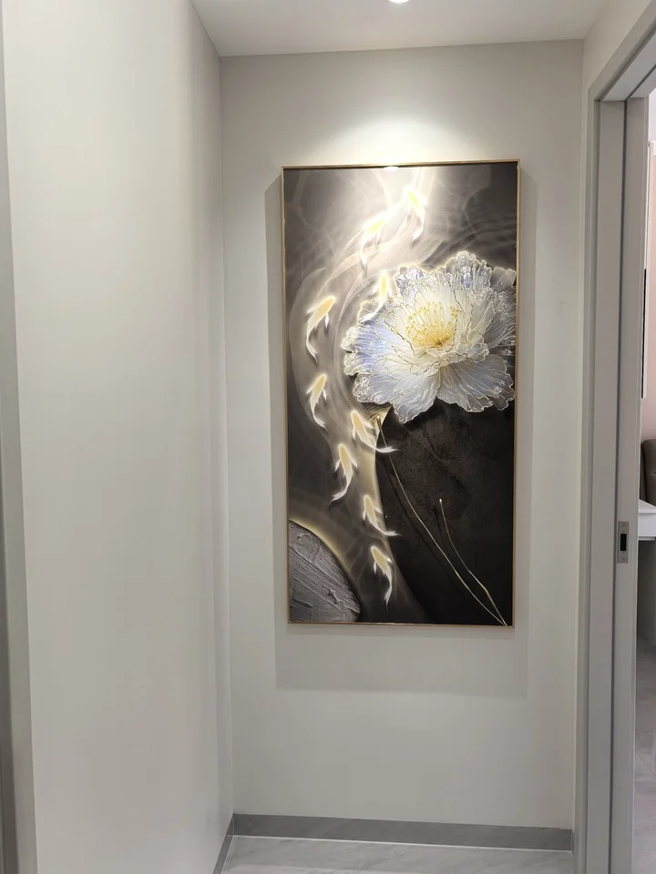 مصباح جداري LED حديث من البورسلين الكريستالي - مصباح رسم معلق على شكل زهرة لغرفة المعيشة والممر والديكور الداخلي للمنزل