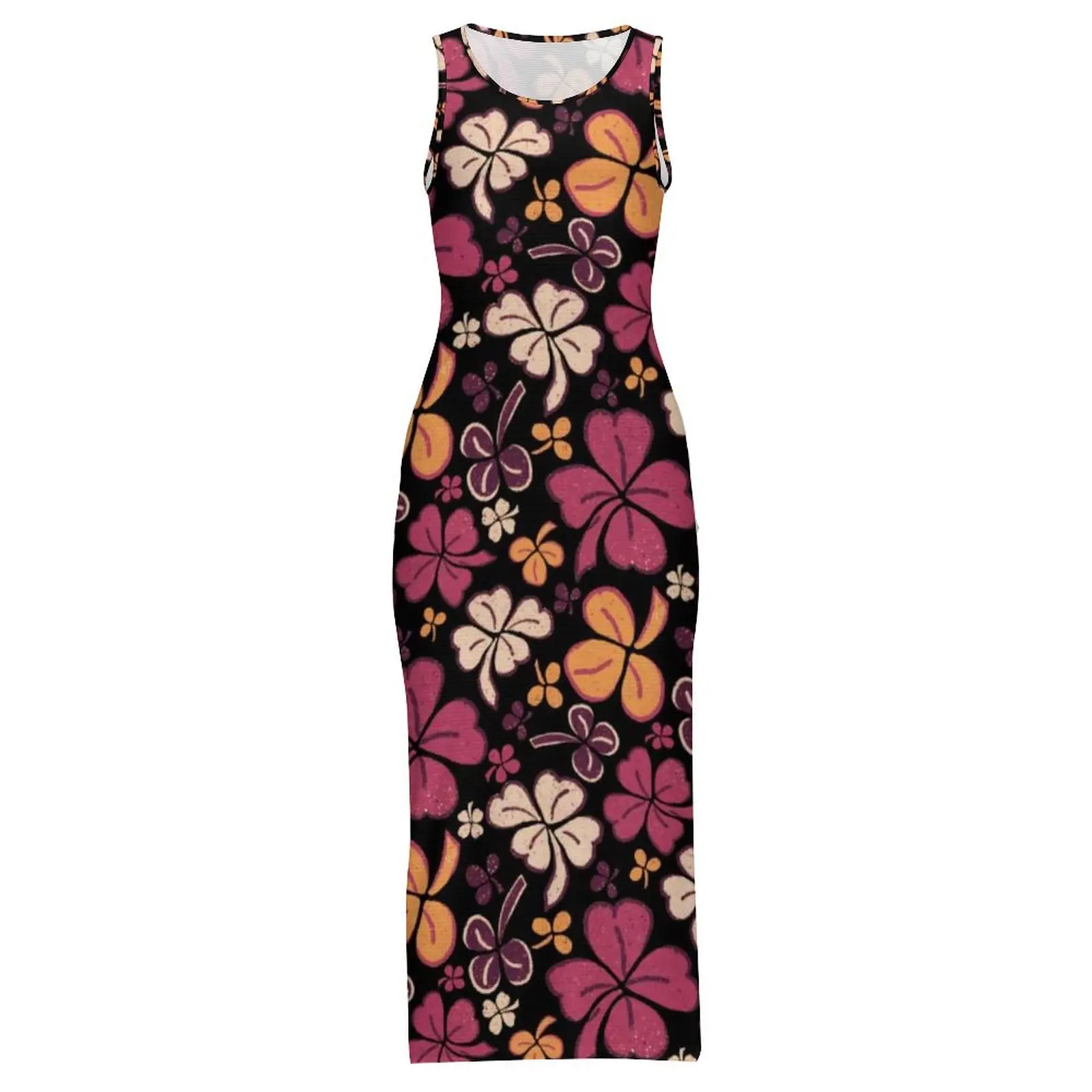 성 패트릭의 날 드레스 성 패트릭 럭키 클로버 토끼풀 레드 캐주얼 맥시 드레스 현대 Bodycon 드레스 여성 그래픽 의류