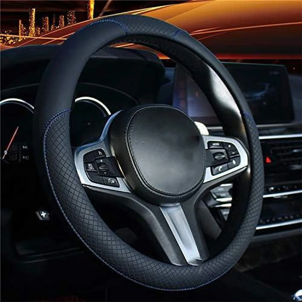 Car Steering Wheel Cover for 14.5-15.25 inch Slip Embossed Leather Universal  for various car models Auto Interior Accessories