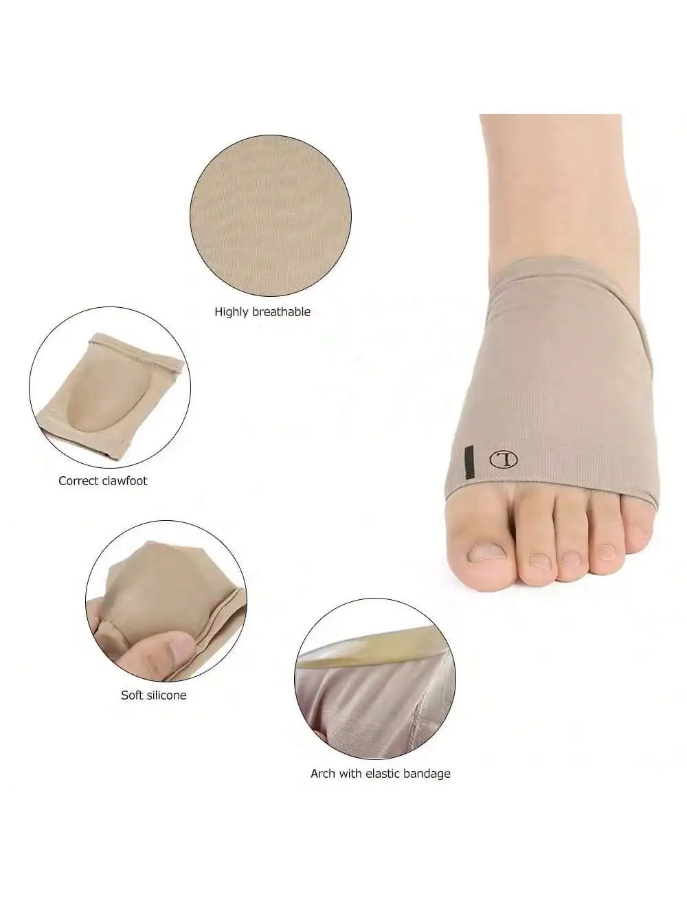 1 Paar elastische Fußgewölbestützen, Slip-On-Fußschützer, stoßdämpfende Laufeinlagen für Männer und Frauen – Detail 4