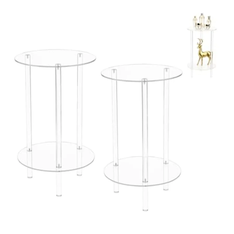

Acrylic Detachable End Table Round Acrylic Coffee Table Tier Multifuntional Clear Nightstand End Table for Small Spaces Detacha