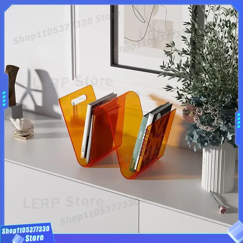 Nordic W Shaped Acrylic Book Rack Creative Ins Style Magazine Stand Small Storage Shelf For Desktop Home Decor Book Holder