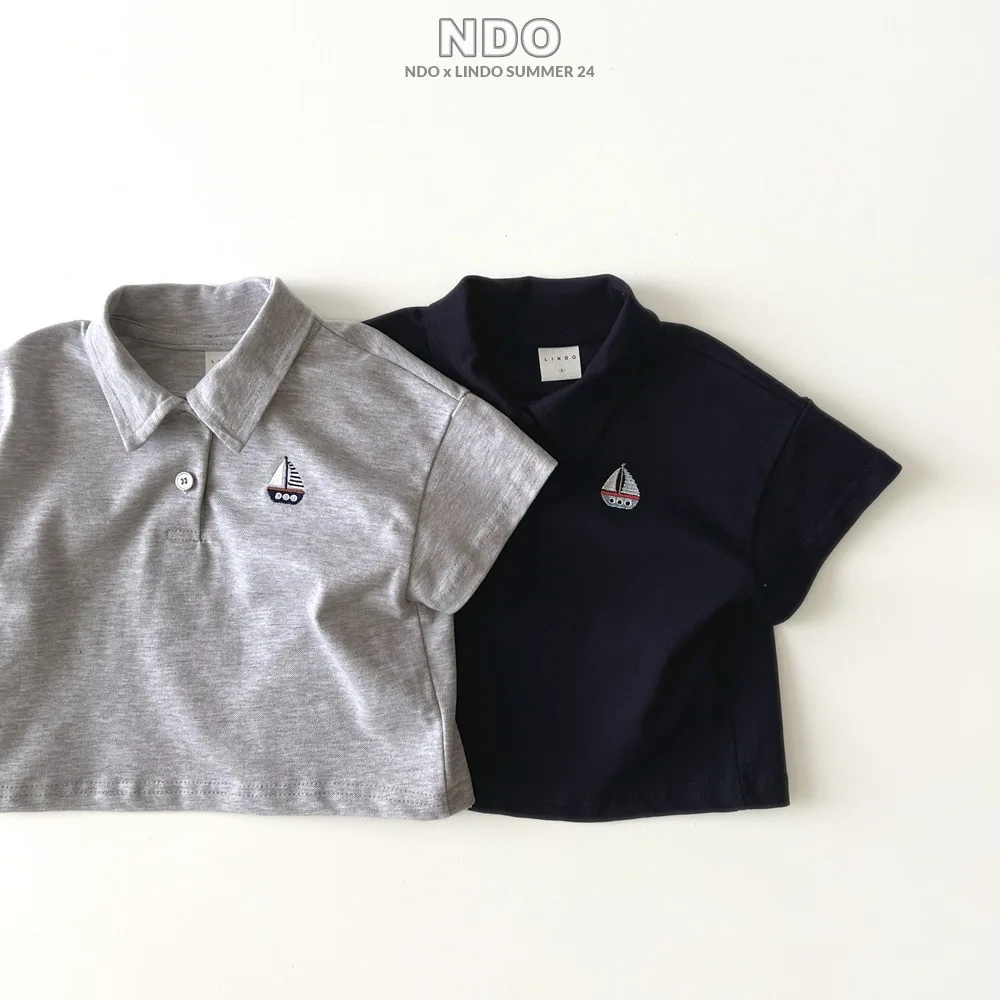 Camiseta de manga corta bordada para niño y niña, Polo de algodón, camisetas informales holgadas para bebé, Tops que combinan con todo, novedad de verano 2024