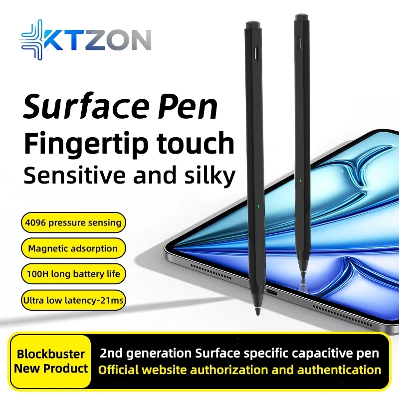 

For Microsoft Surface/HP/Kobo, MPP 2.0 Stylus Pen with 4096 Pressure Levels & Magnetic Attachment and Tail Eraser