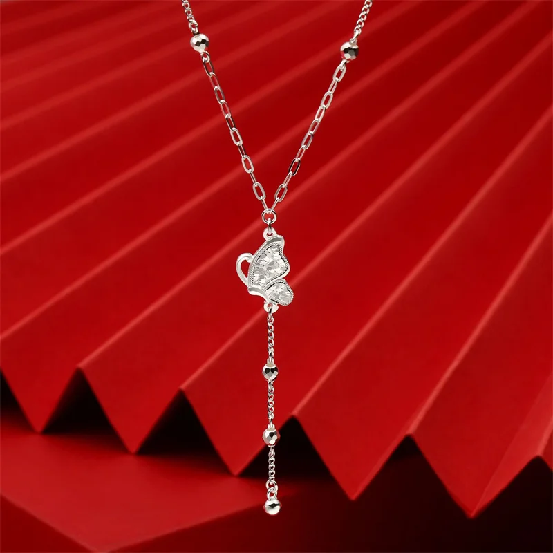 

Original S999 Pure Silver Butterfly Necklace Women New Chinese Style,Elegant Luxurious, Perfect for Birthday/Party,Fashion Gift