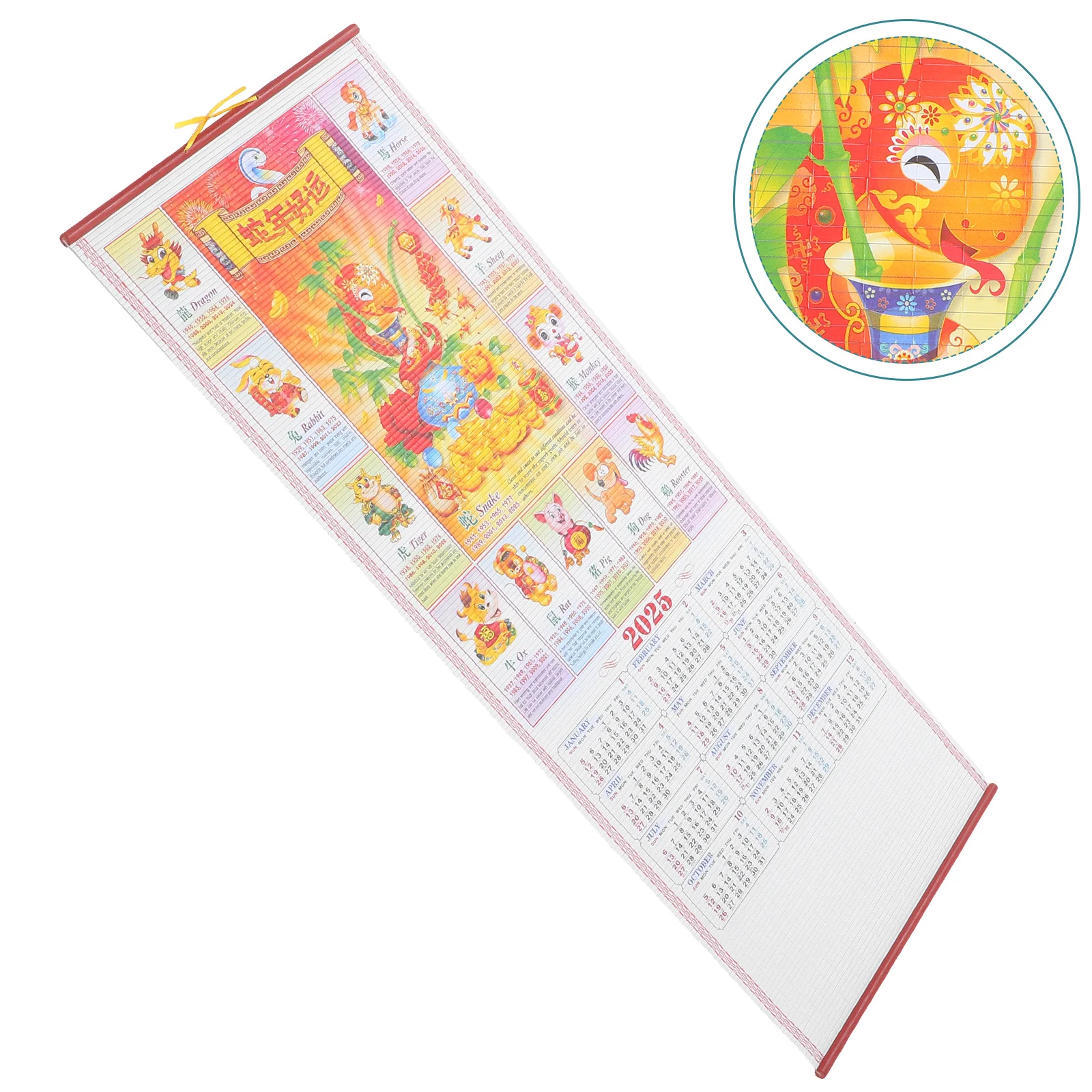 Lunar Calendar Hanging 2025 Lunar Year Calendar Chinese Scroll Calendar Chinese Wall Ornament 2025 The Year Of Snake Calendar