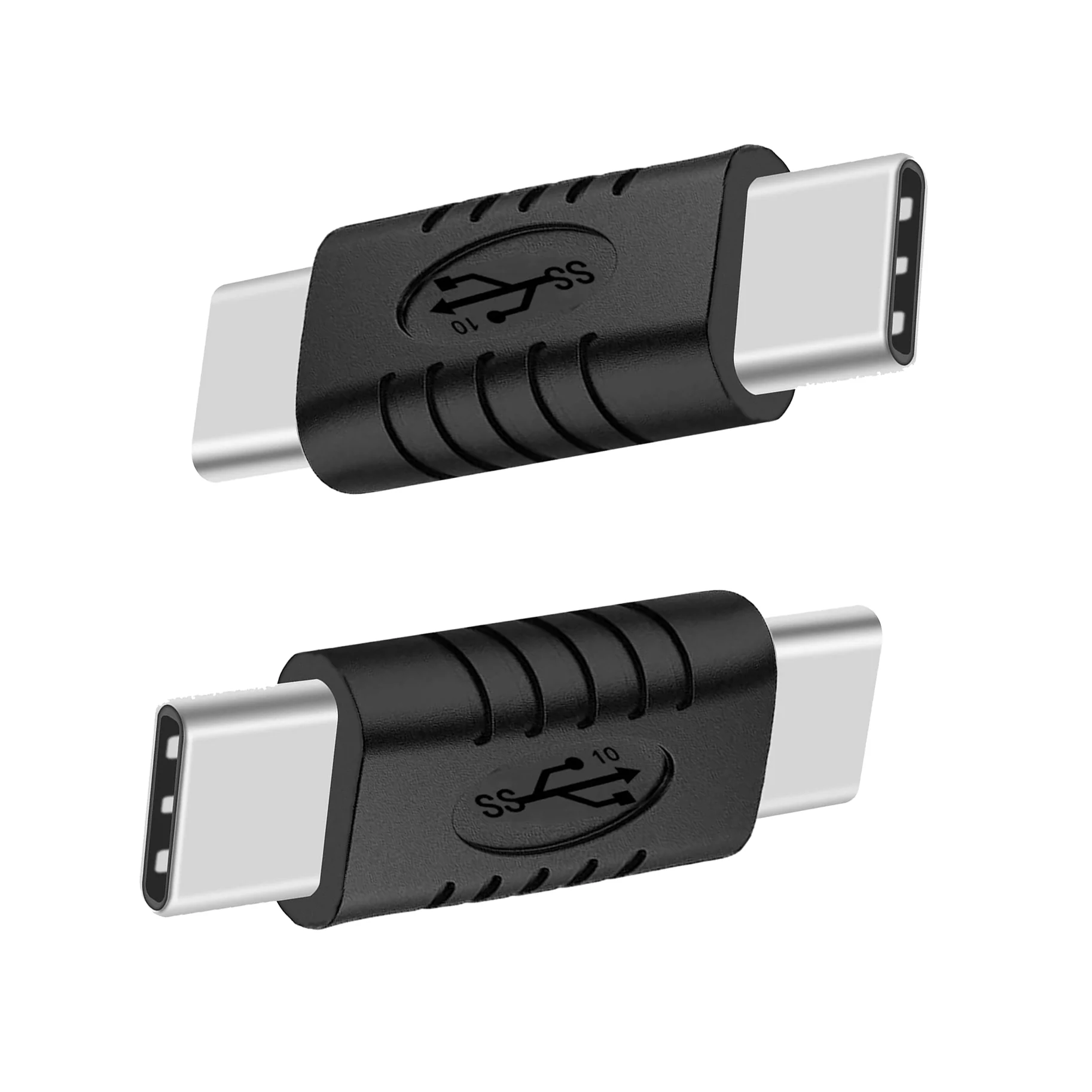 USB C Male to Male Adapter 2-Pack Type-C Connector Extender 60W PD Charging, 4K Video, 10Gbps Data Transfer for Laptops, Phone