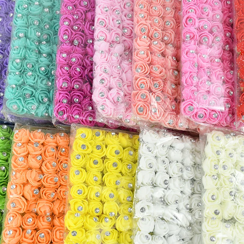 

144pcs PE Foam Rose Head Artificial Flower For Wedding Party Valentines Day DIY Teddy Bear Rose Gift Decoration