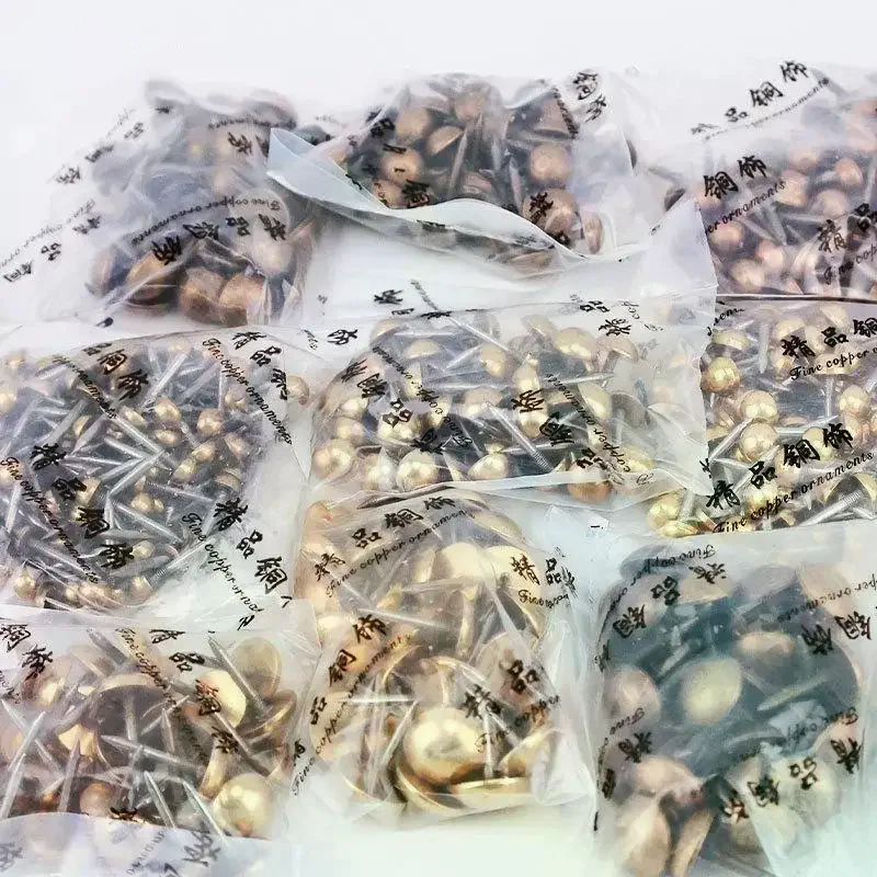 10pcs Upholstery Nails Solid Brass Retro Studs Thumb Tacks Furniture Fastener Vintage Decor Sofa Door 6/8/10/12mm Head 22mm Long