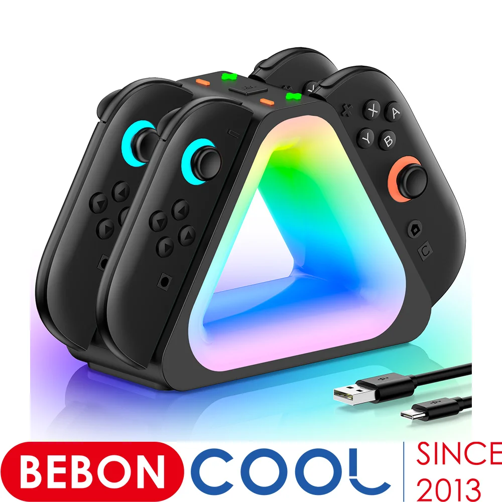 

Зарядная док-станция BEBONCOOL для Switch 2 JoyCon 2025, док-станция для SW2, эргономичное и магнитное быстрое зарядное устройство со шнуром Type-C
