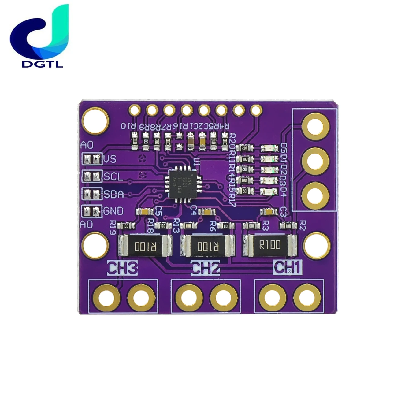 I2C SMBUS INA3221 Triple-Channel Shunt Current Power Supply Voltage Monitor Sensor Board Module Replace INA219 With Pins