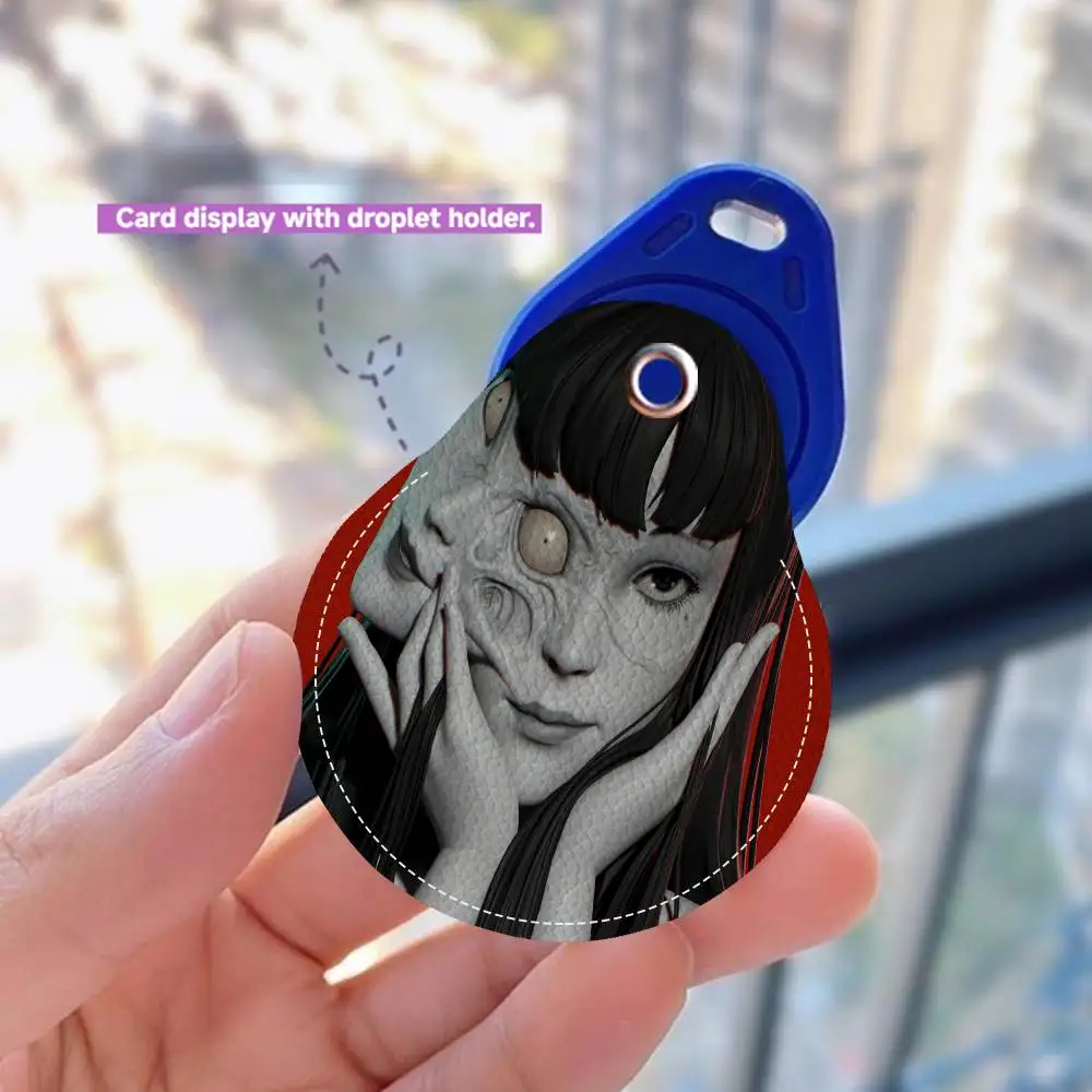 Anime Tomie Junji Ito Creative Cartoon Pattern Sensitive Access Card Protective Sleeve Keychain Fashion Decorative Pendant