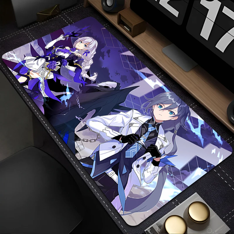 Tapis de souris pour ordinateur portable, Anime, h-honkai Impact 3, accessoires de bureau, pour clavier, tasse en caoutchouc, doux, grand tapis de bureau