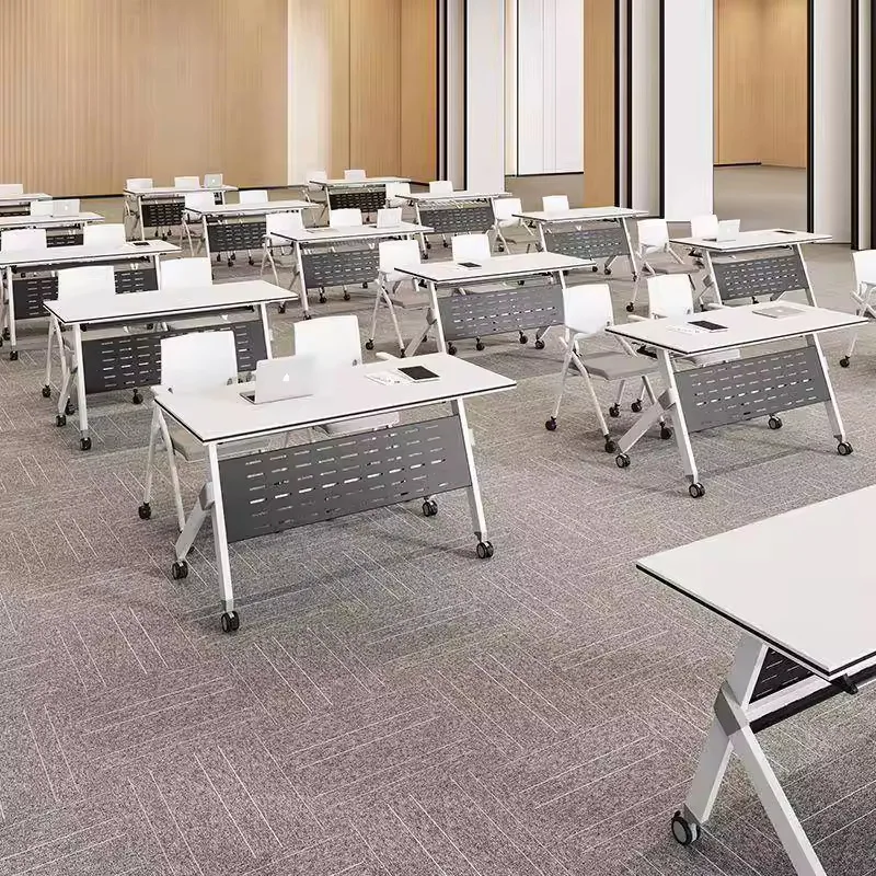 Foldable meeting table and chair combination activity mobile strip table meeting room office training table