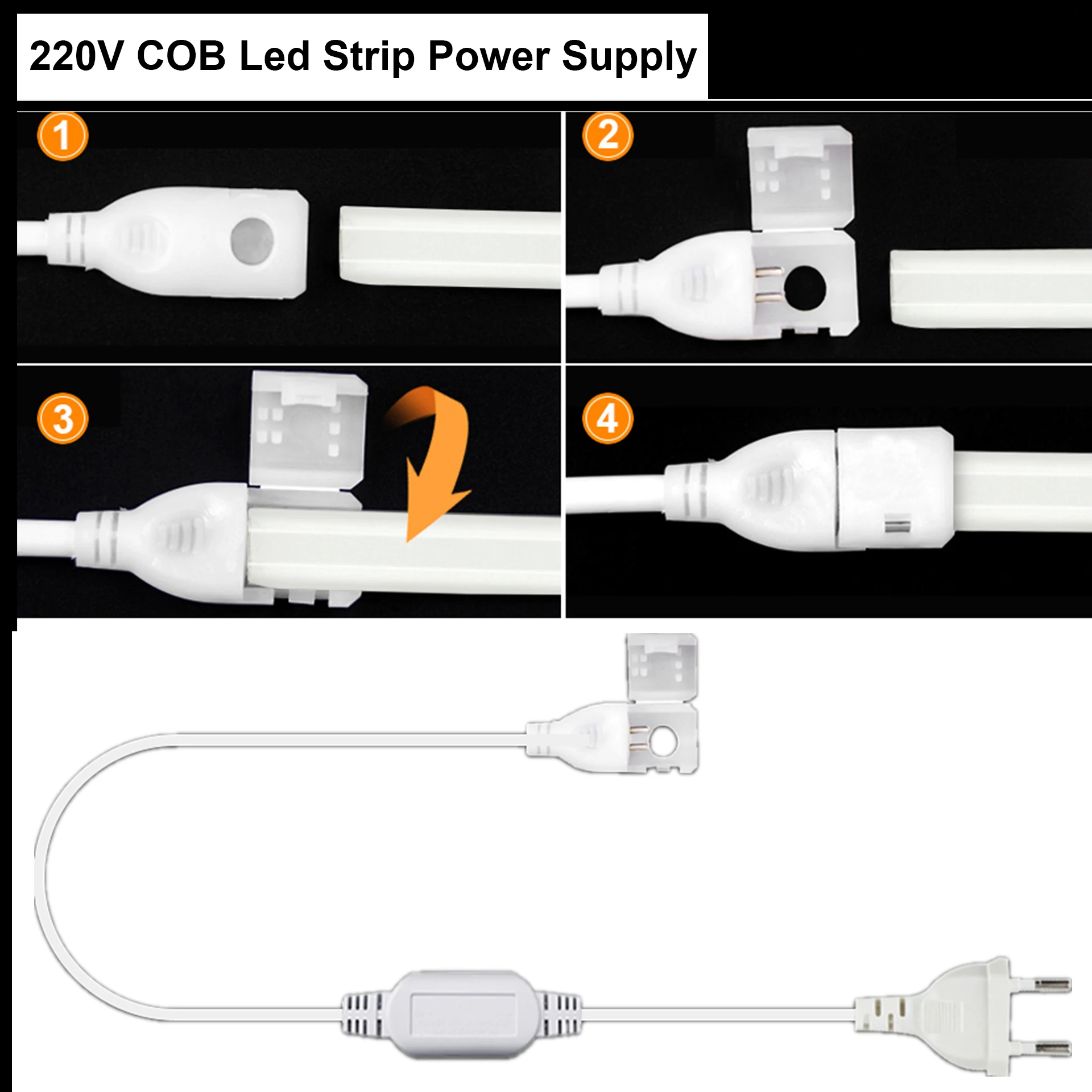 AU EU 220V COB Led Strip Power Plug Dimmer Timing Switch, ON/OFF Switch, Only Power Supply 220V Cob Tape Lighting Transformer